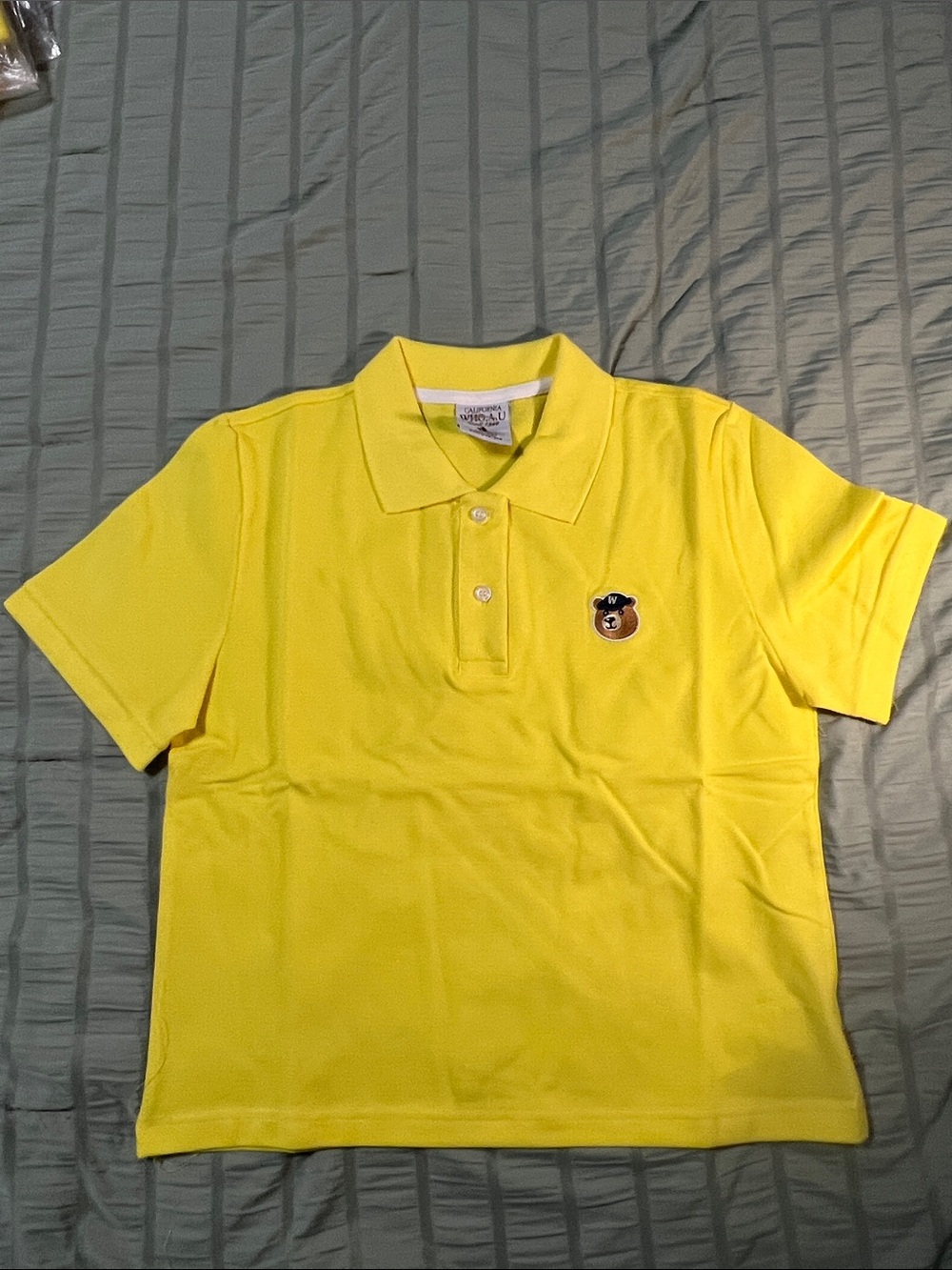 Yellow Polo Shirt with Cute Bear Patch